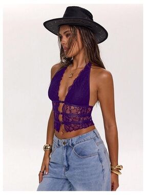 Verdusa Women's Y2k Goth Lace Tops Croset S